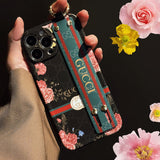 iPhone Luxury Brand Green GG Strap Holder Case Cover
