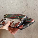 iPhone Luxury Brand Green GG Strap Holder Case Cover