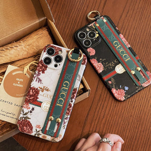 iPhone Luxury Brand Green GG Strap Holder Case Cover