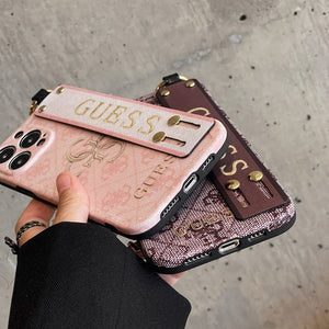 iPhone Luxury Brand GS Log Strap Holder Case Cover
