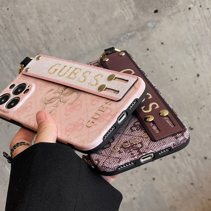 iPhone Luxury Brand GS Log Strap Holder Case Cover