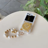 Samsung Galaxy Z Flip Premium Rotation Dollar Bracelet Wristband Chain Phone Case Cover