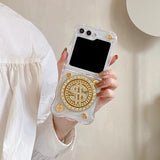 Samsung Galaxy Z Flip Premium Rotation Dollar Bracelet Wristband Chain Phone Case Cover