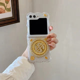 Samsung Galaxy Z Flip Premium Rotation Dollar Bracelet Wristband Chain Phone Case Cover