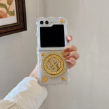Samsung Galaxy Z Flip Premium Rotation Dollar Bracelet Wristband Chain Phone Case Cover