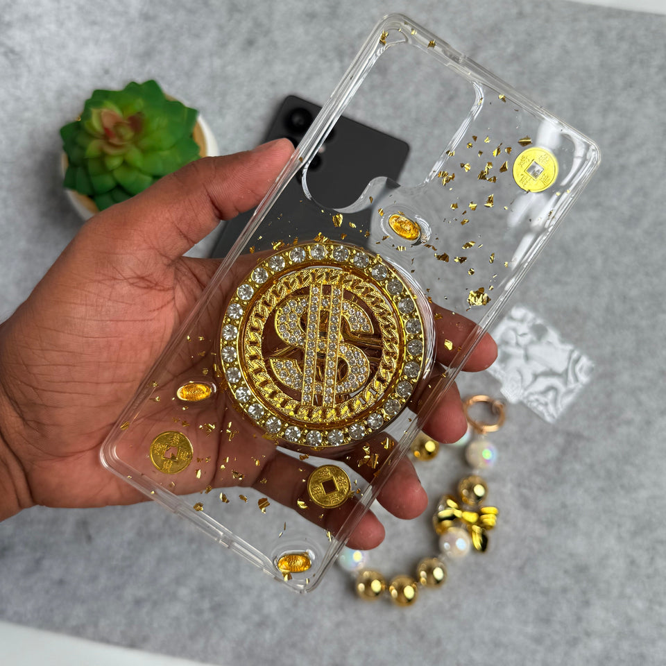 Samsung Galaxy S25 Ultra Rotation Dollar Bracelet Wristband Chain Phone Case Cover