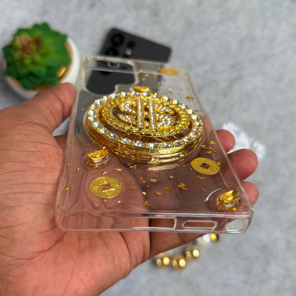 Samsung Galaxy S25 Ultra Rotation Dollar Bracelet Wristband Chain Phone Case Cover