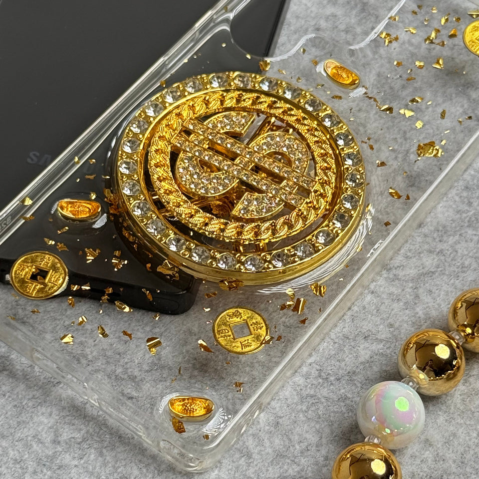 Samsung Galaxy S25 Ultra Rotation Dollar Bracelet Wristband Chain Phone Case Cover