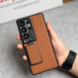 Samsung Galaxy Ultra Series Metal Camera Cap Stand Dotted Case Cover