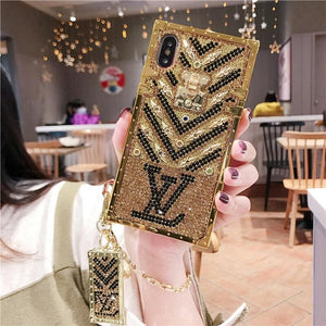 Luxury Diamond Bling Golden Trunk Phone Case For iPhone