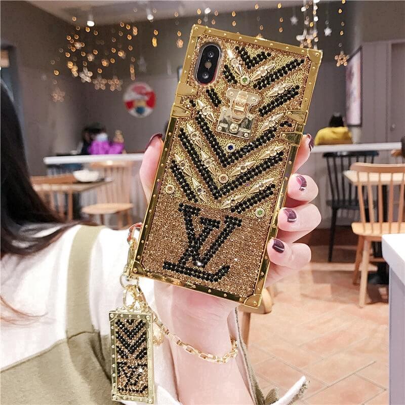 Luxury Diamond Bling Golden Trunk Phone Case For iPhone