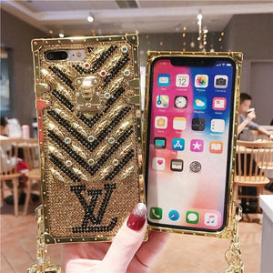 Luxury Diamond Bling Golden Trunk Phone Case For iPhone