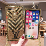 Luxury Diamond Bling Golden Trunk Phone Case For iPhone