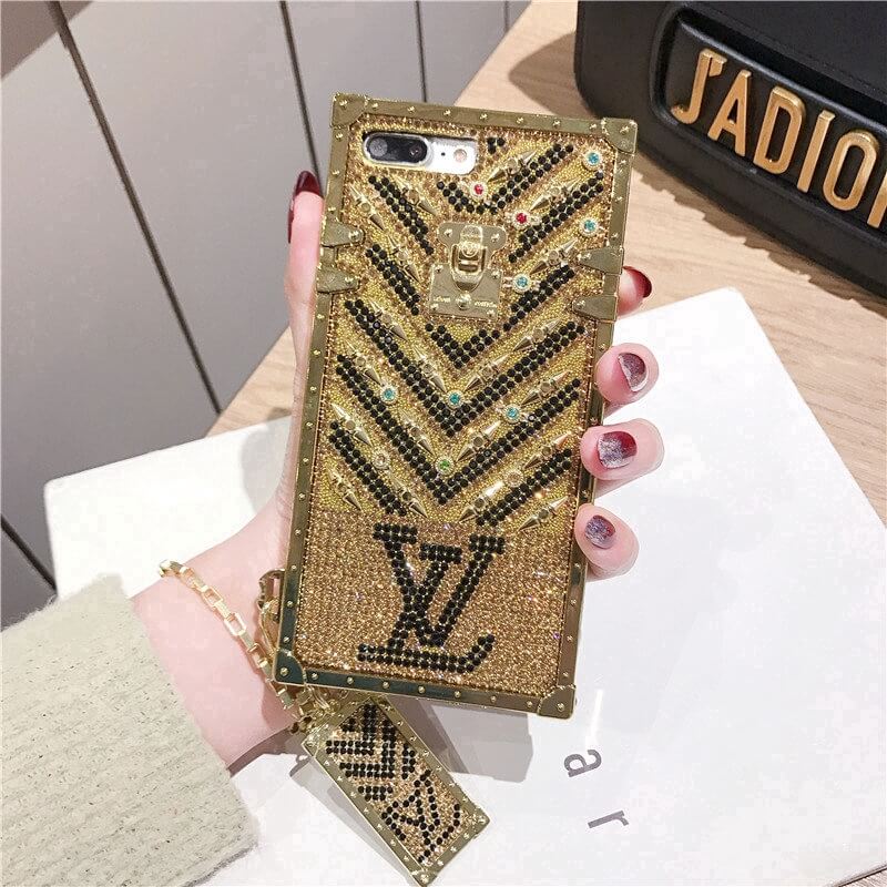 Luxury Diamond Bling Golden Trunk Phone Case For iPhone