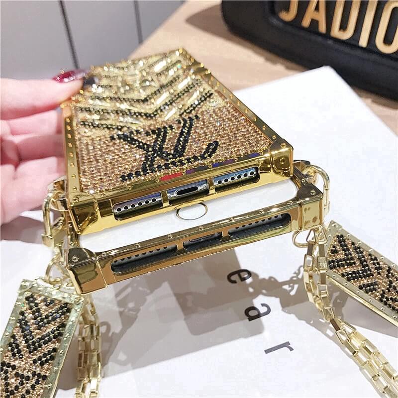 Luxury Diamond Bling Golden Trunk Phone Case For iPhone