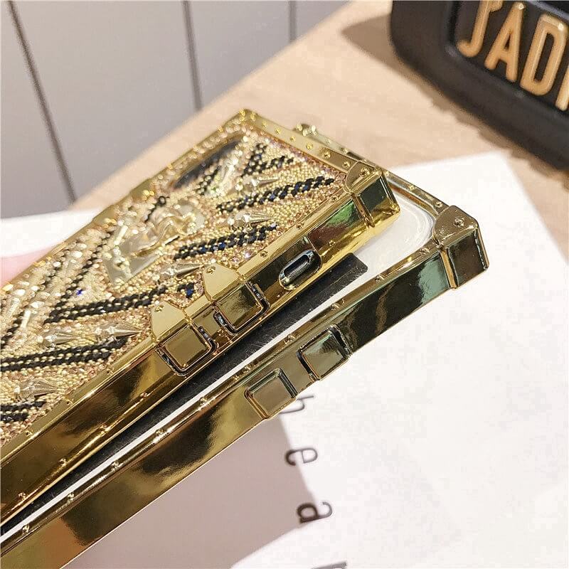 Luxury Diamond Bling Golden Trunk Phone Case For iPhone