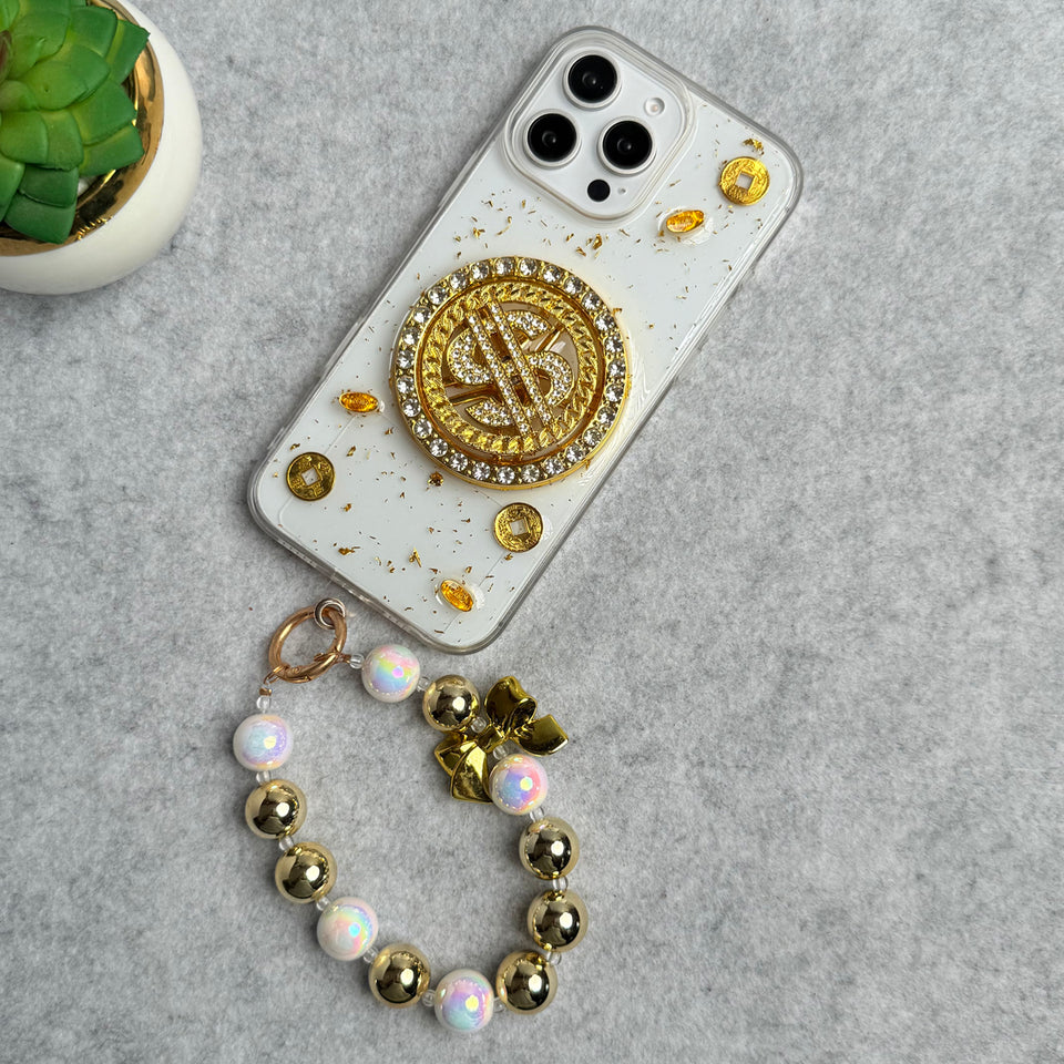 Premium Rotation Dollar Bracelet Wristband Chain Phone Case Cover For iPhone
