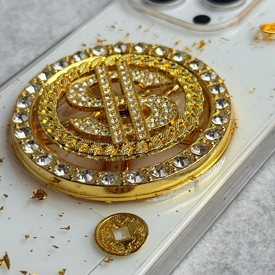 Premium Rotation Dollar Bracelet Wristband Chain Phone Case Cover For iPhone