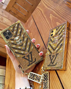 Luxury Diamond Bling Golden Trunk Phone Case For iPhone