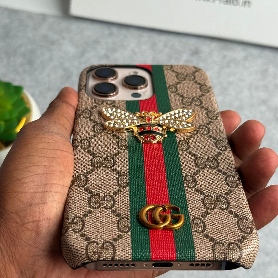 iPhone 15 Series Luxury  3D BEE Stripe Design Case Cover