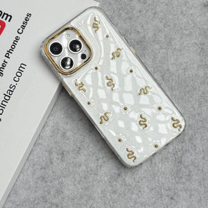 Cute Epoxy Golden Snake Pattern Transparent Shockproof Case Cover For iPhone