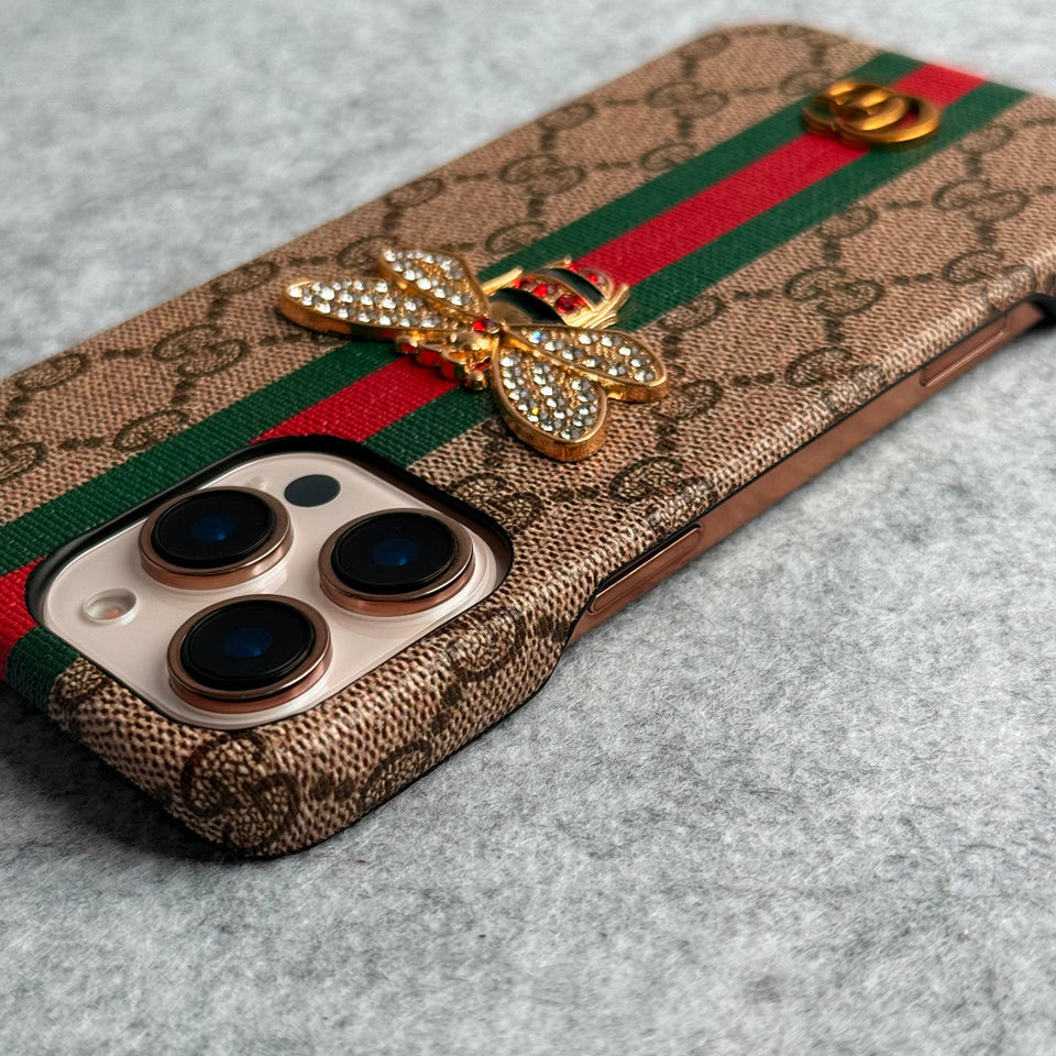 iPhone 15 Series Luxury  3D BEE Stripe Design Case Cover