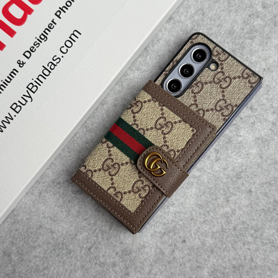 Samsung Galaxy Z Fold 6 Luxury Brand GG Wallet Case Cover