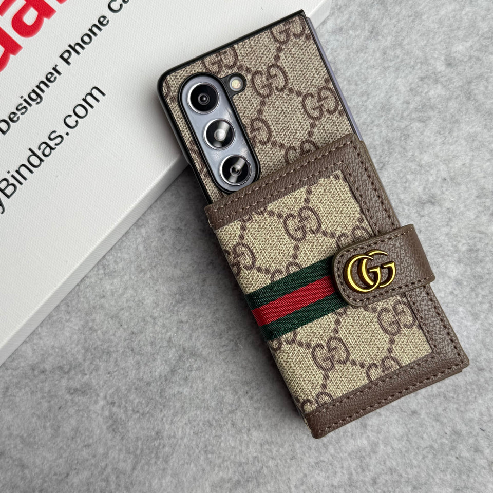 Samsung Galaxy Z Fold 6 Luxury Brand GG Wallet Case Cover