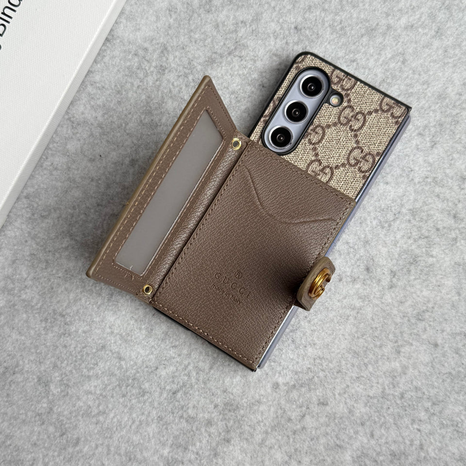 Samsung Galaxy Z Fold 6 Luxury Brand GG Wallet Case Cover