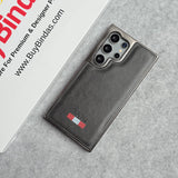 Samsung Galaxy Ultra Series Textured PU Leather Side Chrome Cover (Gray)