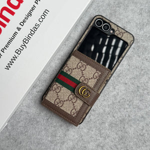 Samsung Galaxy Z Flip 6 Luxury Brand GG Wallet Case Cover