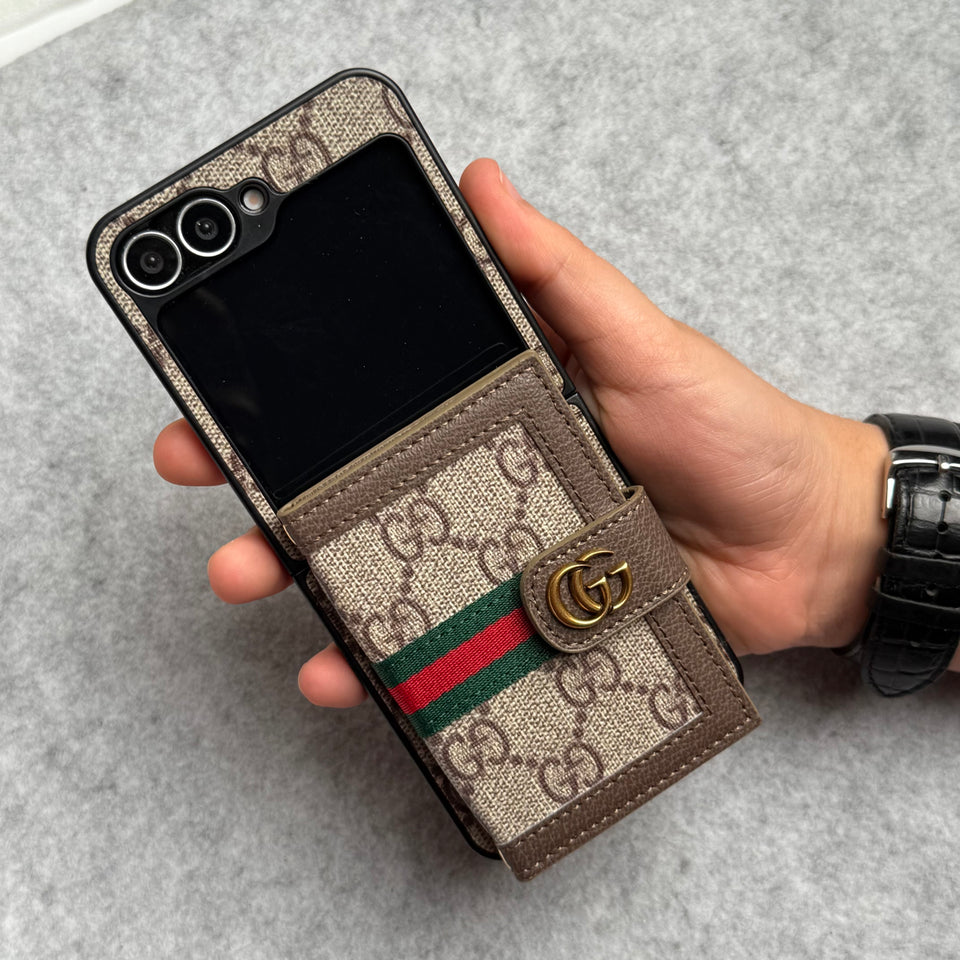 Samsung Galaxy Z Flip 6 Luxury Brand GG Wallet Case Cover