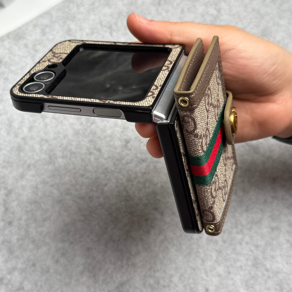 Samsung Galaxy Z Flip 6 Luxury Brand GG Wallet Case Cover