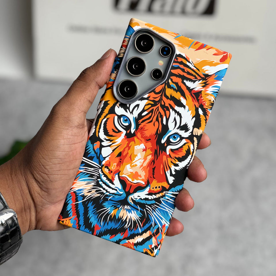 Samsung Galaxy Ultra Series Carbon Fiber Texture Tiger Lion Design Hard Pc MagSafe Case Cover