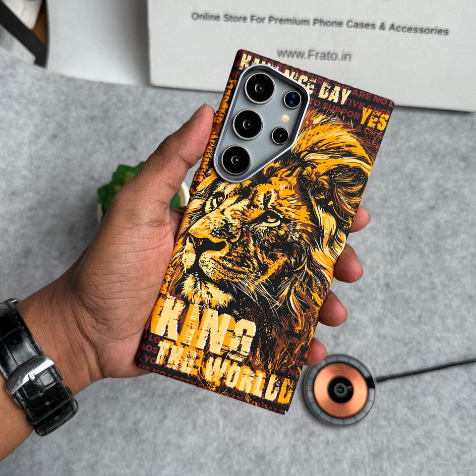 Samsung Galaxy Ultra Series Carbon Fiber Texture Tiger Lion Design Hard Pc MagSafe Case Cover