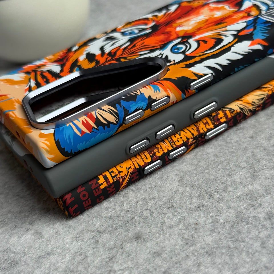 Samsung Galaxy Ultra Series Carbon Fiber Texture Tiger Lion Design Hard Pc MagSafe Case Cover