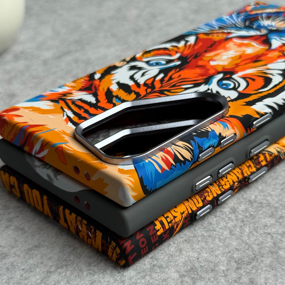 Samsung Galaxy Ultra Series Carbon Fiber Texture Tiger Lion Design Hard Pc MagSafe Case Cover