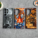 Samsung Galaxy Ultra Series Carbon Fiber Texture Tiger Lion Design Hard Pc MagSafe Case Cover