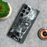 Samsung Galaxy Ultra Series Carbon Fiber Texture Tiger Lion Design Hard Pc MagSafe Case Cover