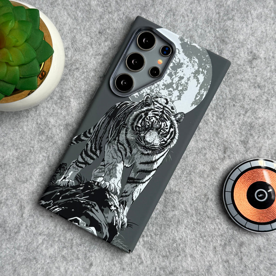 Samsung Galaxy Ultra Series Carbon Fiber Texture Tiger Lion Design Hard Pc MagSafe Case Cover