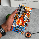 Samsung Galaxy Ultra Series Carbon Fiber Texture Tiger Lion Design Hard Pc MagSafe Case Cover