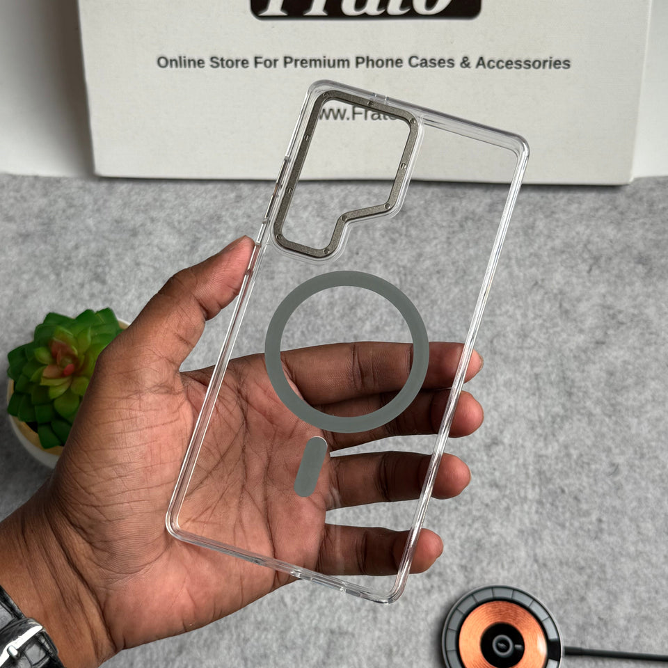 Samsung Galaxy Ultra Series Transparent MagSafe Cover With Metal Camera Bump