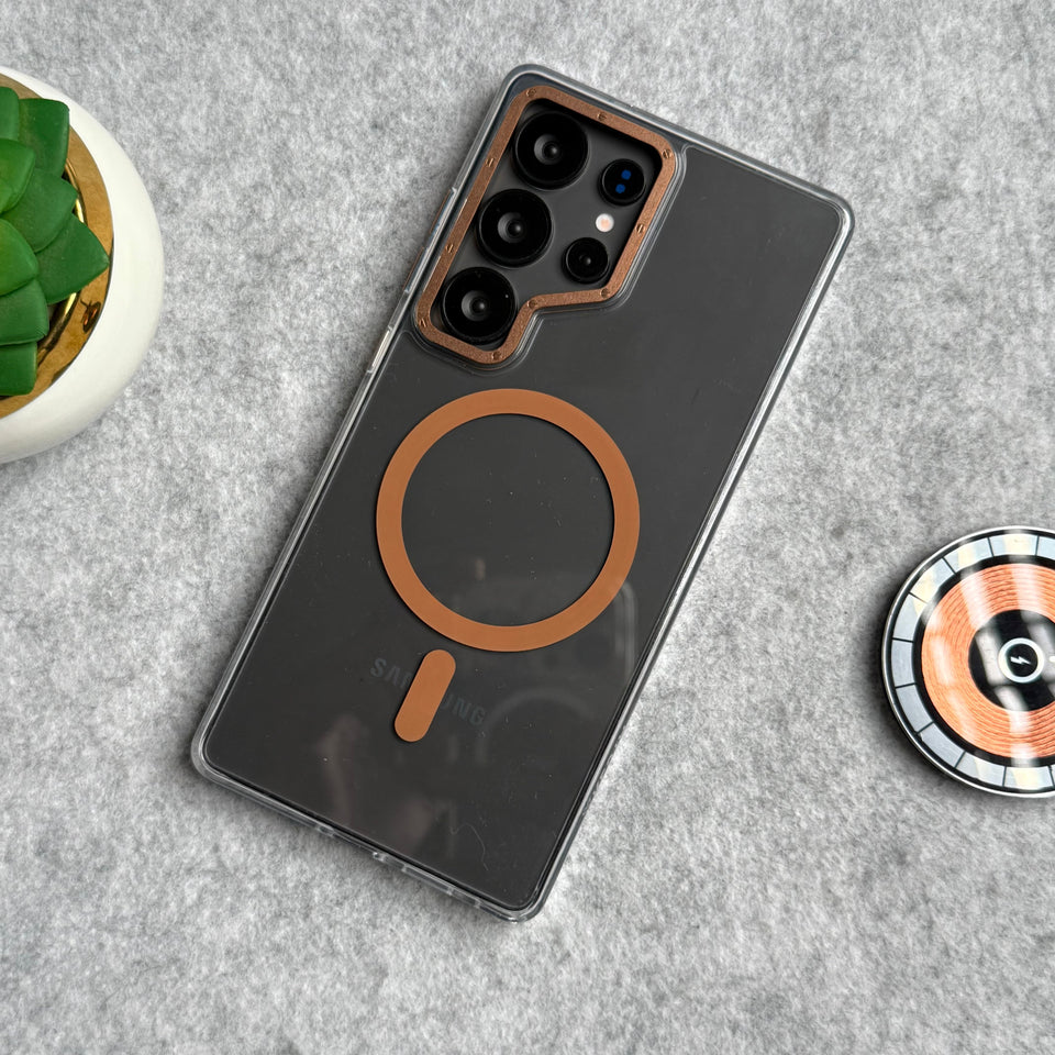 Samsung Galaxy Ultra Series Transparent MagSafe Cover With Metal Camera Bump