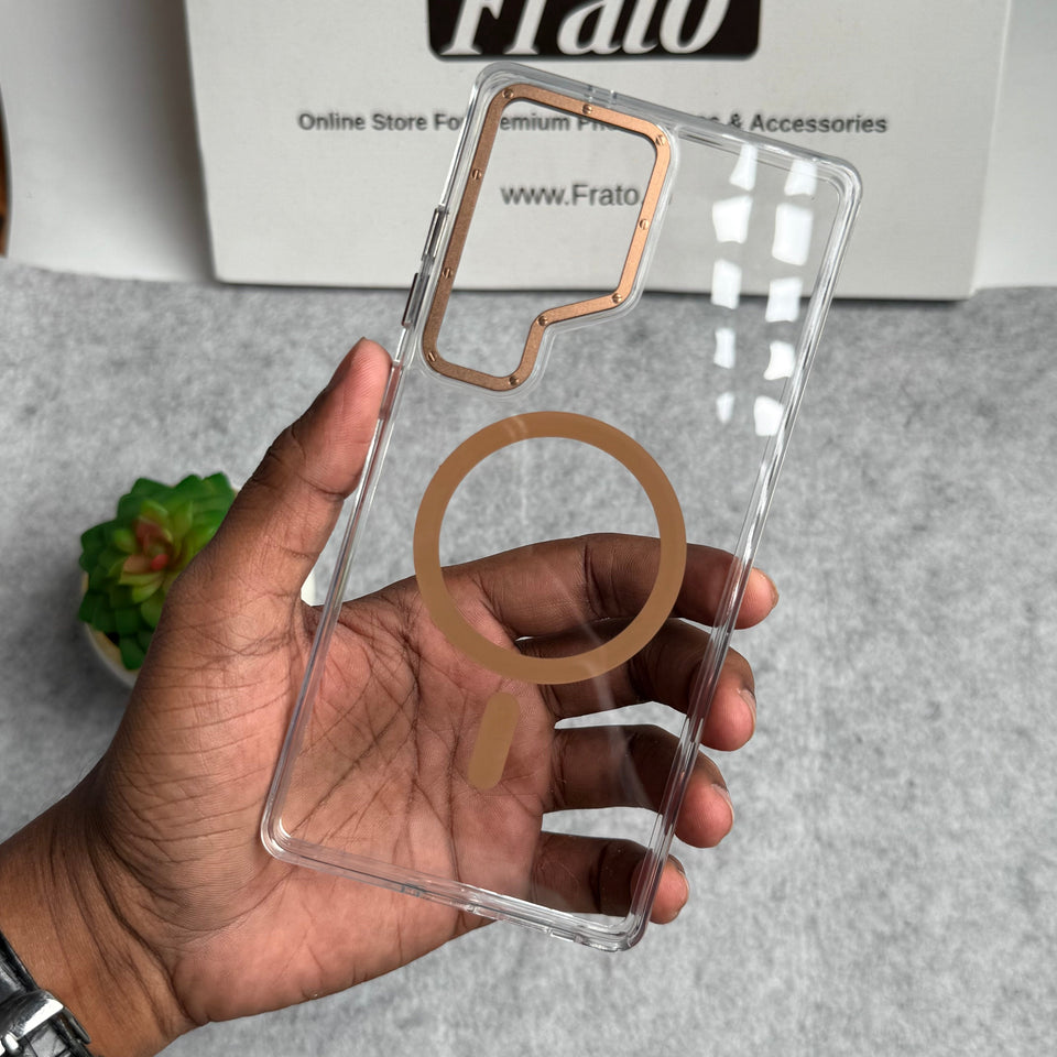 Samsung Galaxy Ultra Series Transparent MagSafe Cover With Metal Camera Bump