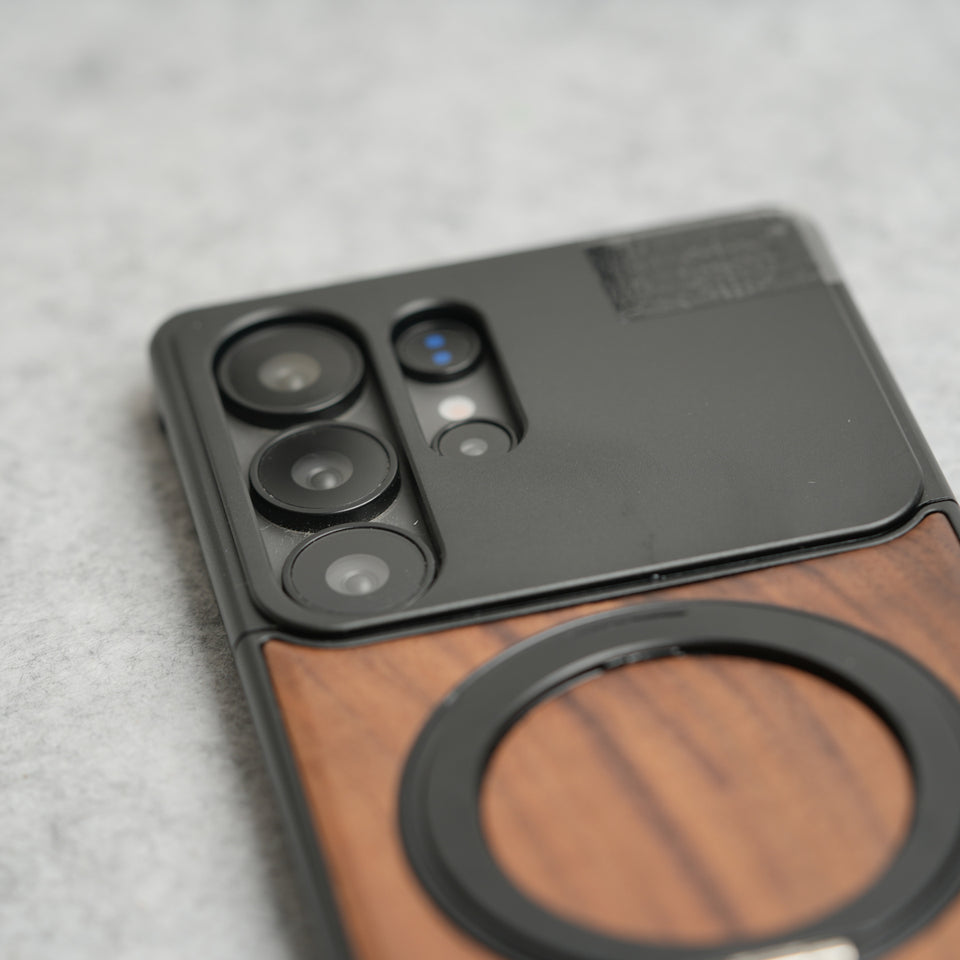 Samsung Galaxy Ultra series Metallic Wood Leather AeroFLex Aluminium  Case With Rotating Stand