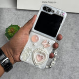 Samsung Galaxy Z Flip 6 3D Pink Butterfly Heart Cover