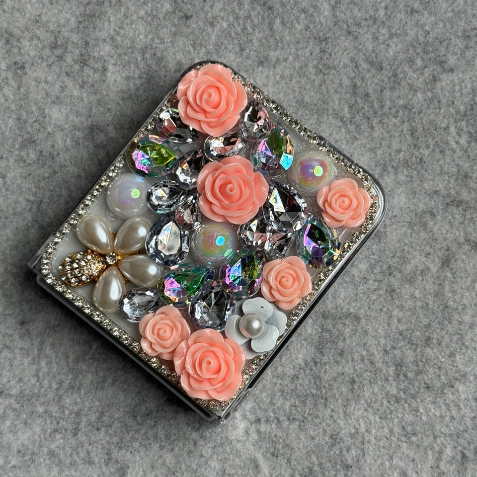 Samsung Galaxy Z Flip 6 3D Pink Flower Pearl Stone Cover
