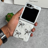 Samsung Galaxy Z Flip 6 3D Silver Bow Knot Case Cover