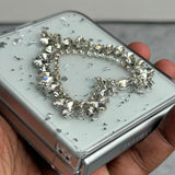Samsung Galaxy Z Flip 6 3D Silver Rhinestone Heart Case Cover