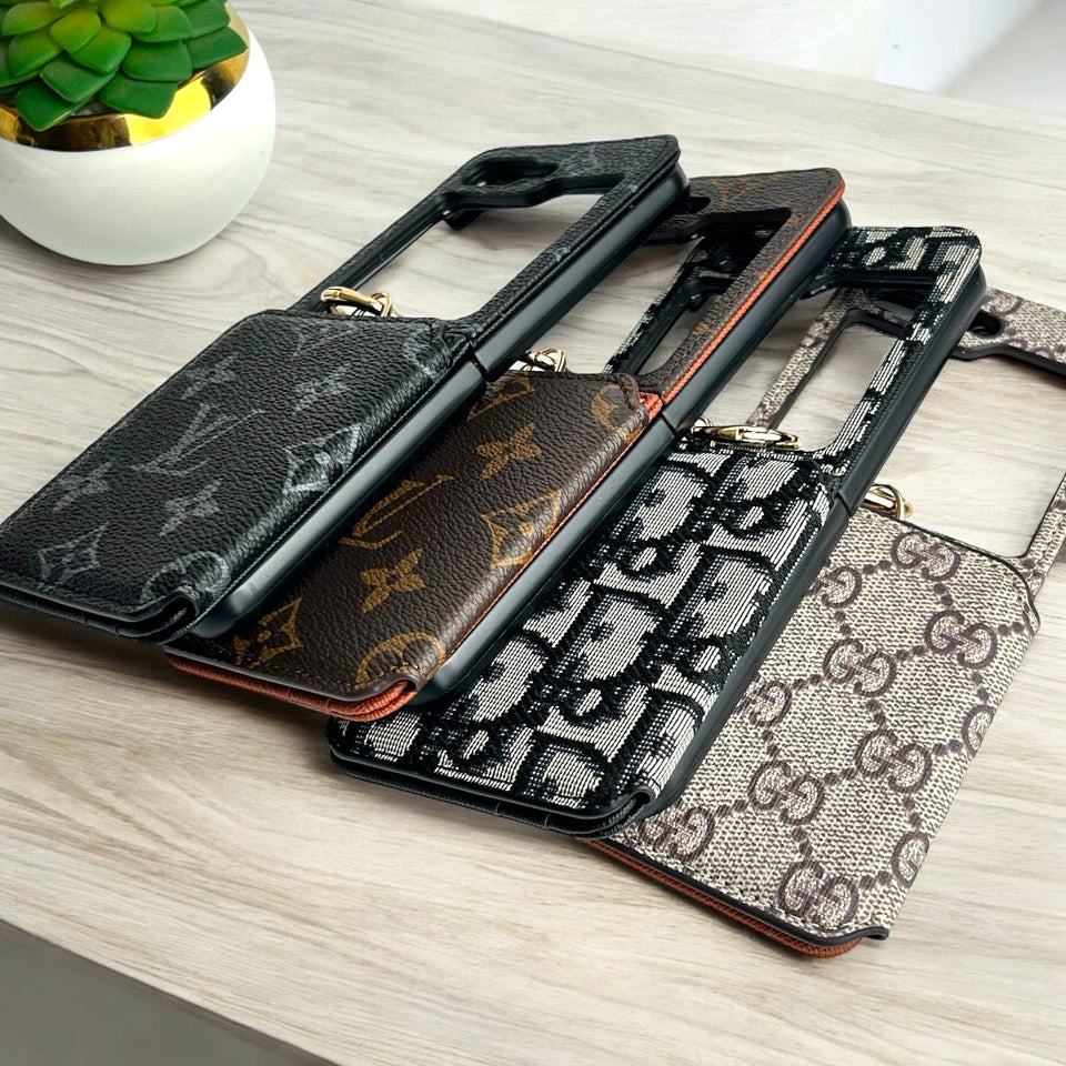 Samsung Galaxy Z Flip 6 Luxury Brand Leather Card Holder Case Cover